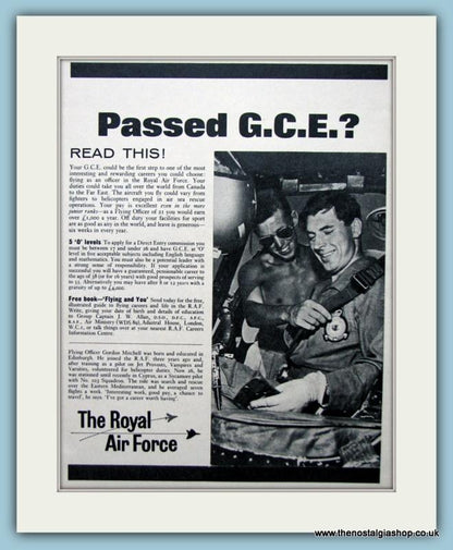 R.A.F Passed G.C.E Set Of 3 Original Adverts 1963 (ref AD6300)