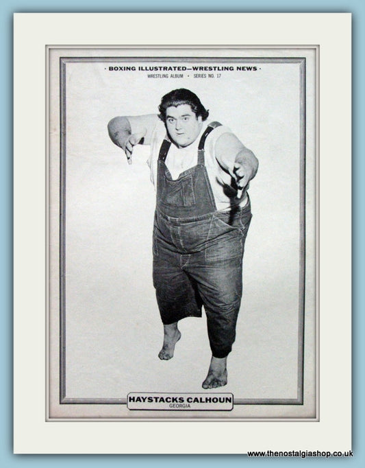 Haystacks Calhoun. Vintage Wrestling Print 1960 (ref AD5029)