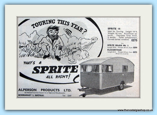 Sprite Caravan Alperson Product Original Advert 1955 (ref AD5086)