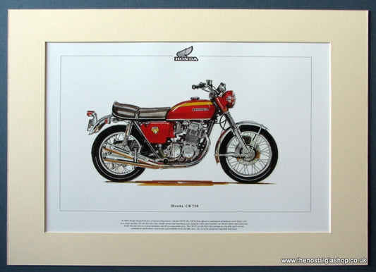 Honda CB 750 Mounted Motorcycle Print (ref PR 3026)