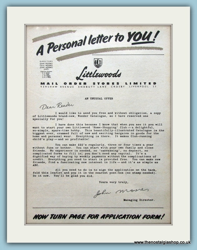 Littlewoods Catalogue Original Advert 1955 (ref AD4558)