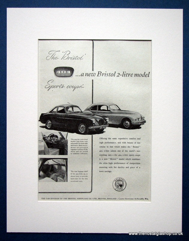 Bristol 404 Sports Coupe. Original advert 1953 (ref AD1392)