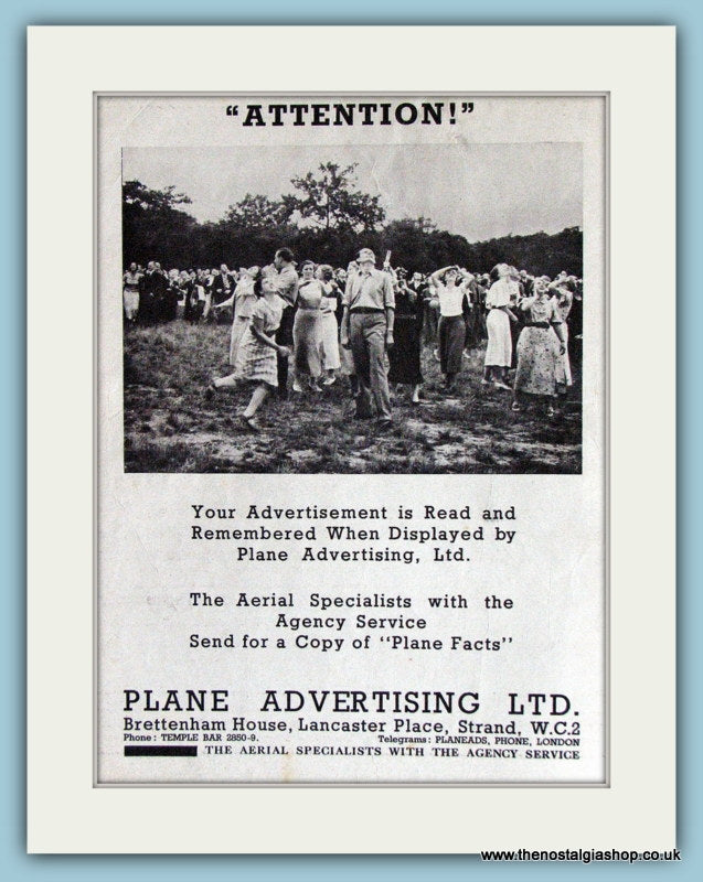 Plane Advertising Ltd Original Advert 1937 (ref AD3833)