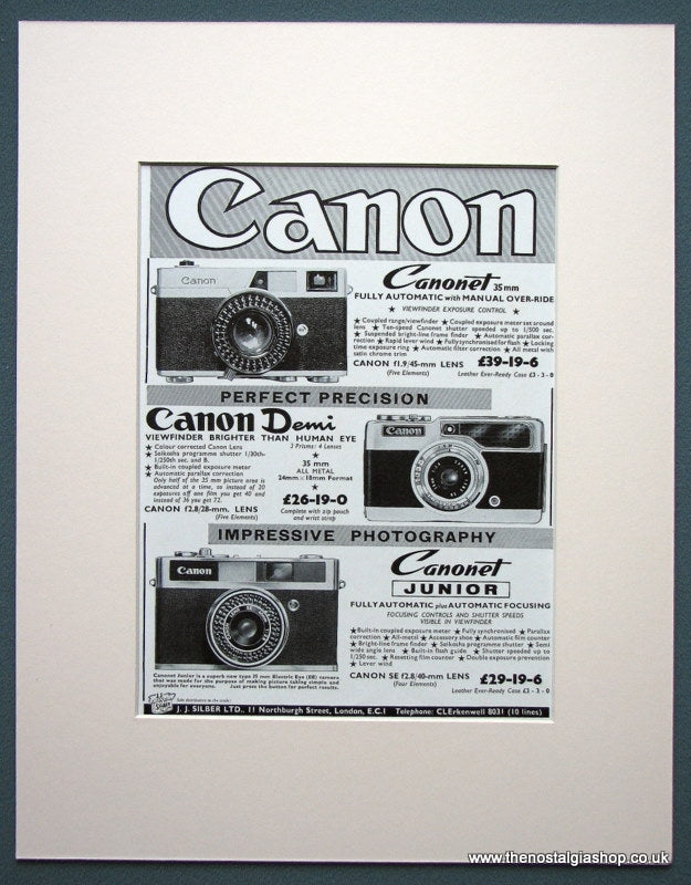 Canon Cameras 1963 Original Advert (ref AD1047)