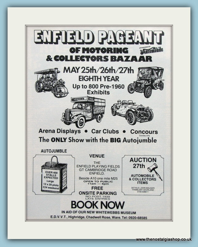Enfield Pageant of Motoring 1985. Original Advert (ref AD2008)