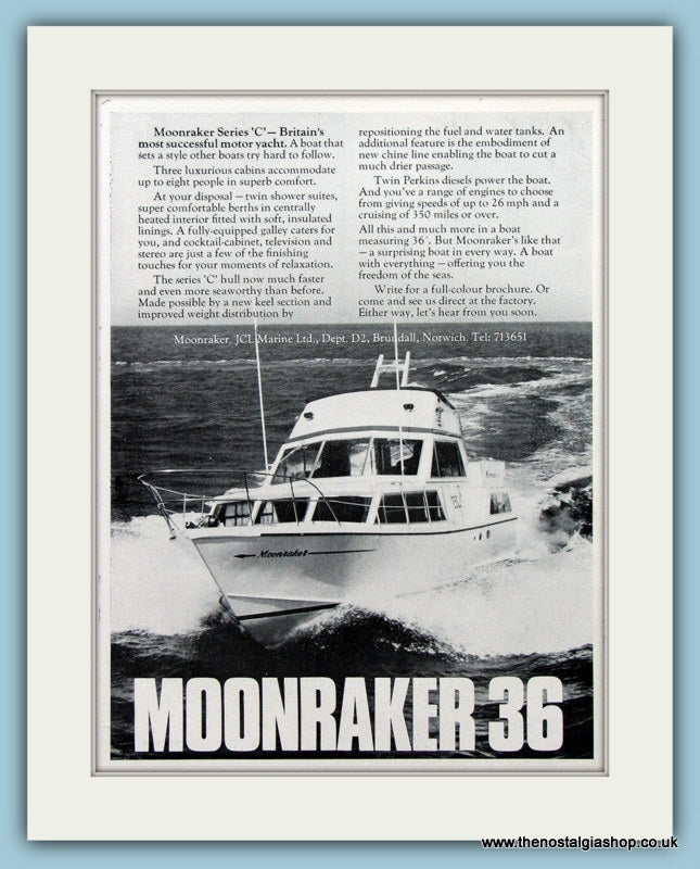 Moonraker 36 Motor Yacht Original Advert 1973 (ref AD2338)
