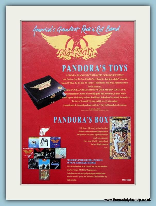 Aerosmith Nine Lives. Pandora's Box, Pandora's Toys 1990's Set Of 3 Original Adverts (ref AD3132)