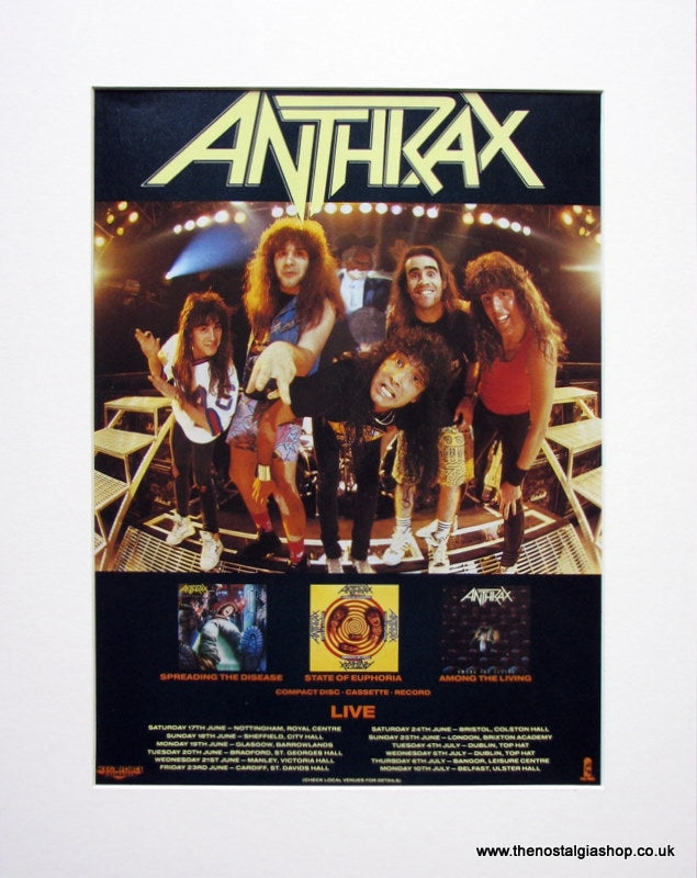 Anthrax Set of 3 Original adverts 1985 & 88 (ref AD915)