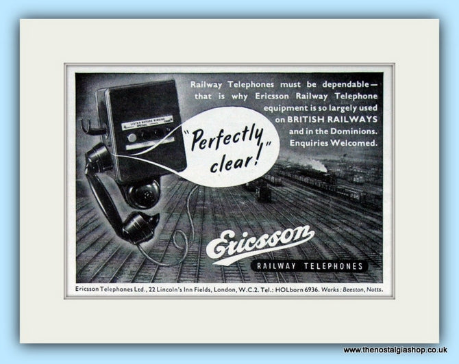 Ericsson Railway Telephones Original Advert 1953 (ref AD6524)