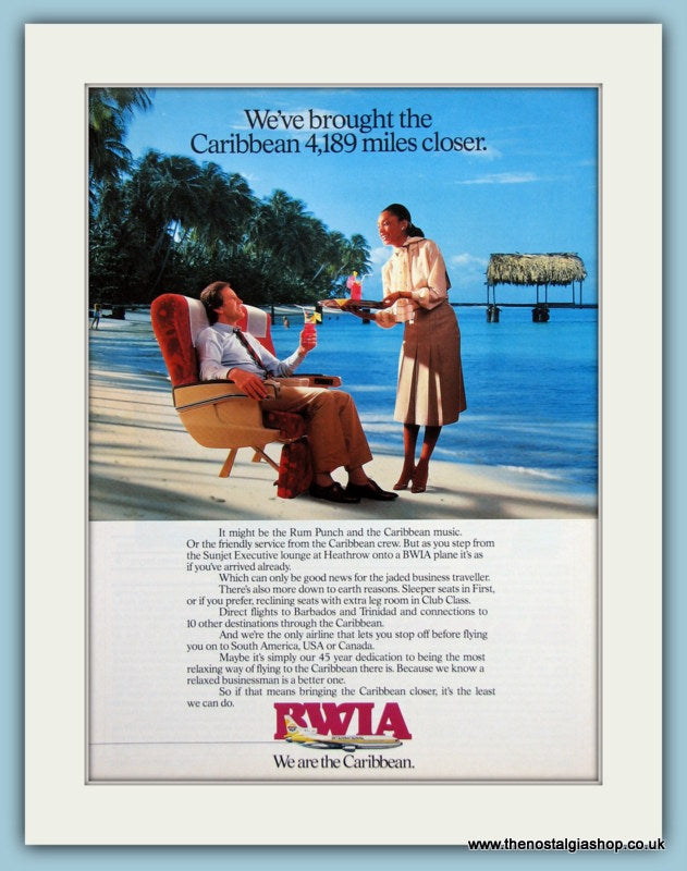 BWIA Airline Original Advert 1985 (ref AD2181)