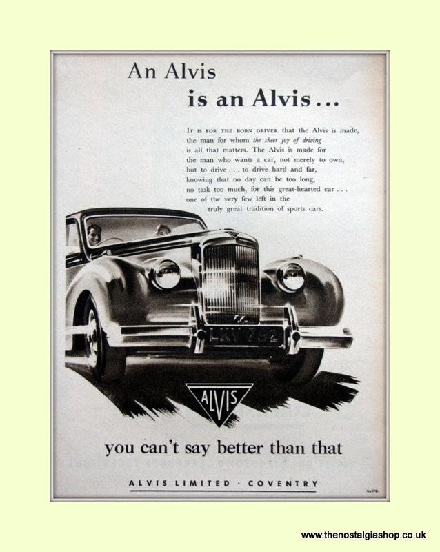 Alvis Original Advert 1953 (ref AD6636)