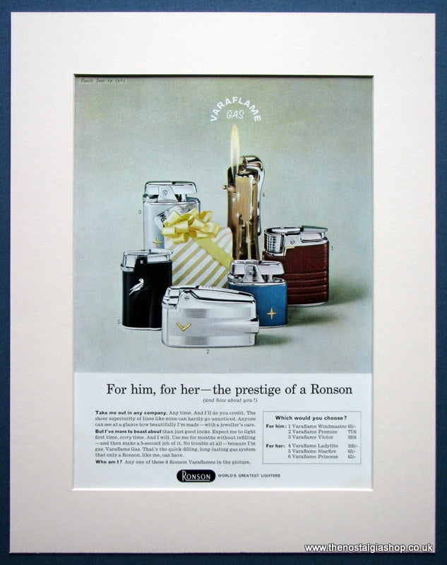 Ronson Lighters. Original advert 1963 (ref AD1007)