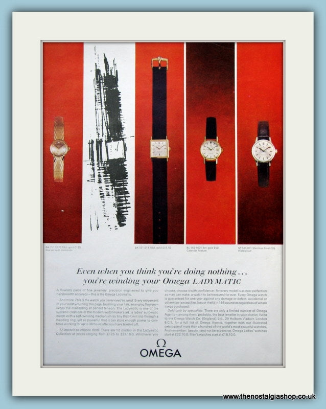 Omega Ladymatic Watch. Original Advert 1965 (ref AD6127)