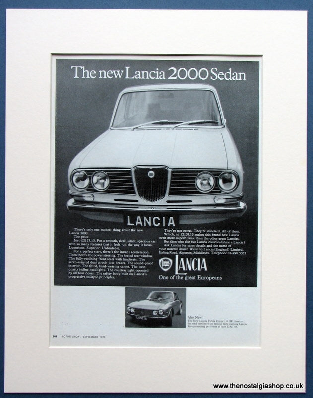 Lancia 2000 Sedan 1971 Original Advert (ref AD 1673)