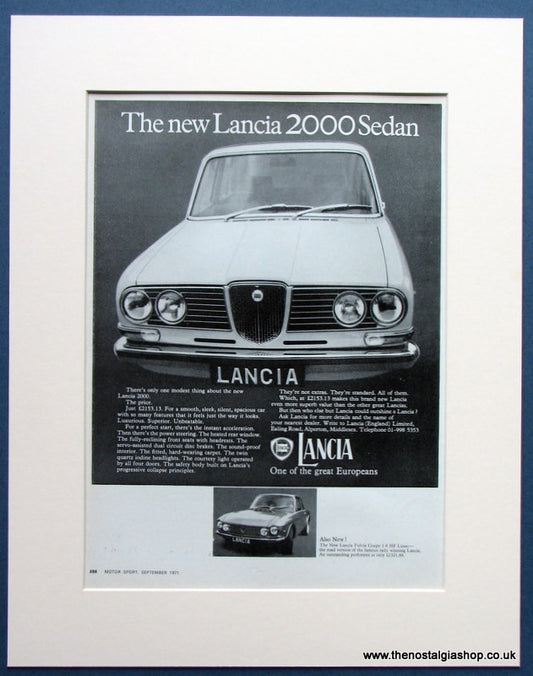 Lancia 2000 Sedan 1971 Original Advert (ref AD 1673)