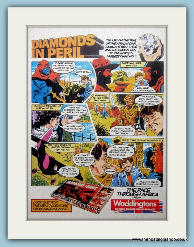 Waddingtons Diamond Hunt Game Original Advert 1983 (ref AD2606)