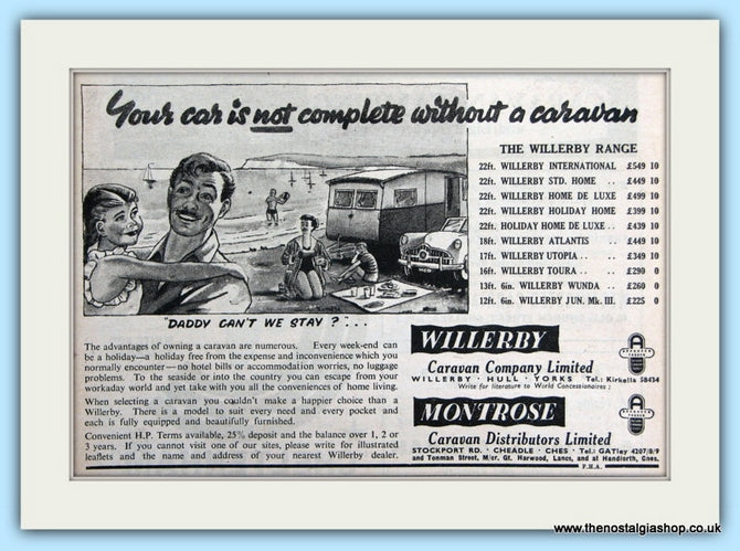 The Willerby Range Of Caravans Original Advert 1955 (ref AD6314)