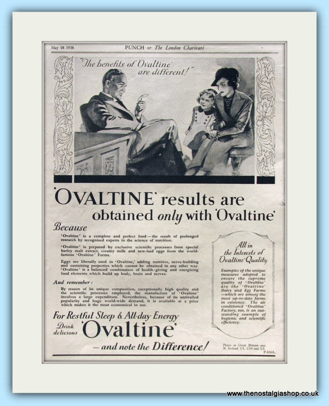 Ovaltine. Original Advert 1938 (ref AD4888)