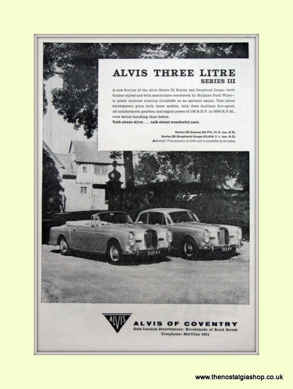 Alvis Three Litre Series III Original Advert 1964 (ref AD6646)