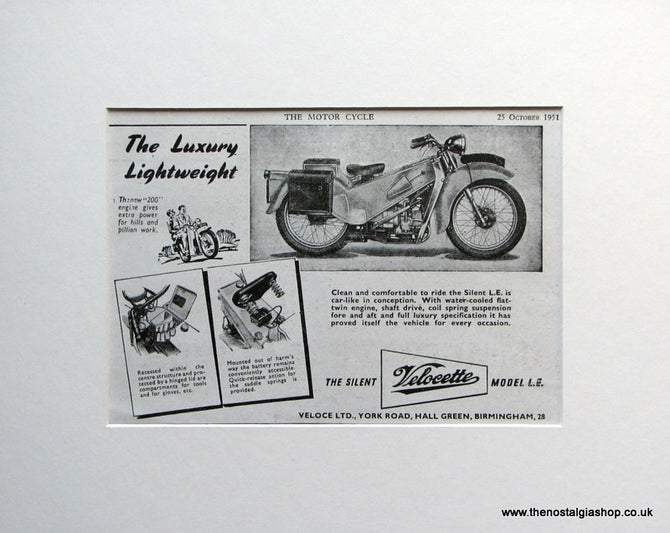 Velocette L.E. 1951 Original advert (ref AD1604)