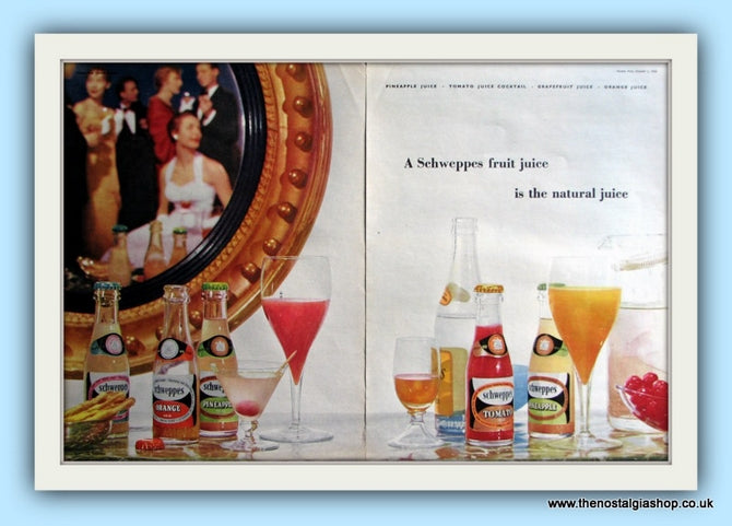 Schweppes Fruit Juices. Original Advert 1956 (ref AD8082)