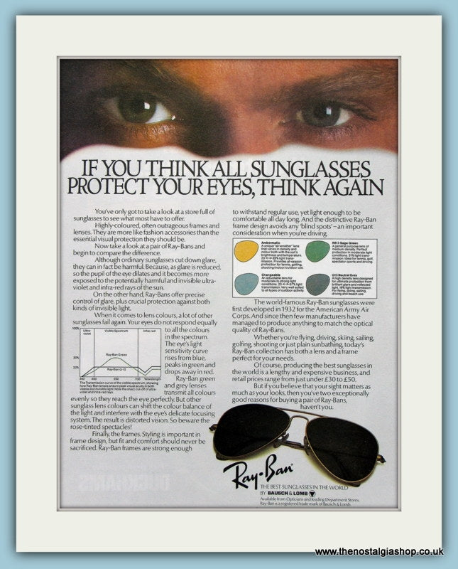 Ray-Ban Sunglasses. Original Advert 1979 (ref AD2235)