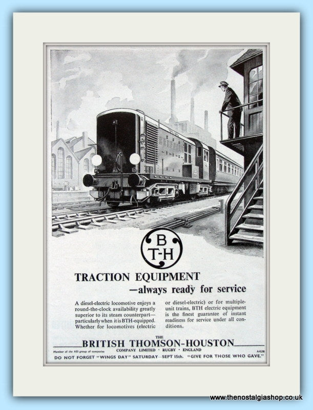 British Thomson-Houston Traction Equipment Original Advert 1951 (ref AD6479)