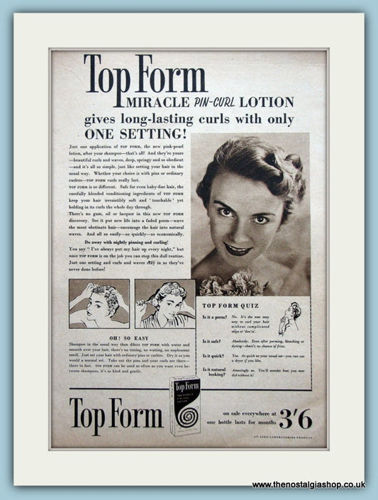 Top Form Pin Curl Lotion Original Advert 1955 (ref AD3618)
