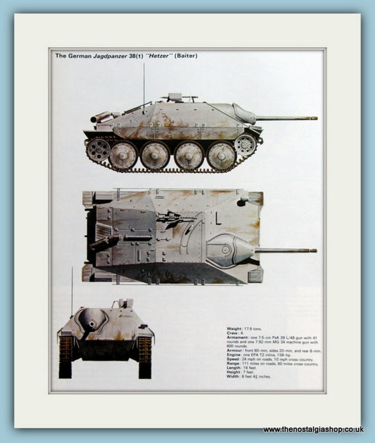 German Jagdpanzer 38(t) Hetzer (Baiter) Print (ref PR448)