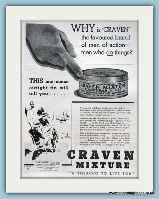 Craven Mixture Tobacco Original Advert 1938 (ref AD6020)
