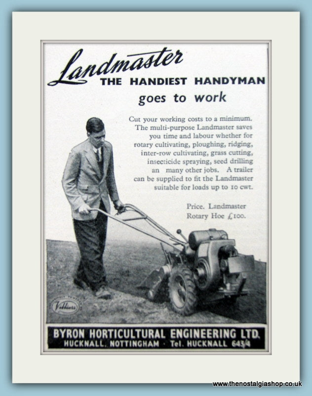Landmaster Rotary Hoe. Original Advert 1953 (ref AD4621)