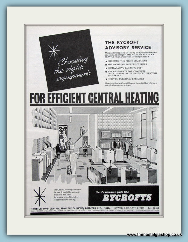 Rycrofts Central Heating. Original Advert 1965 (ref AD3677)