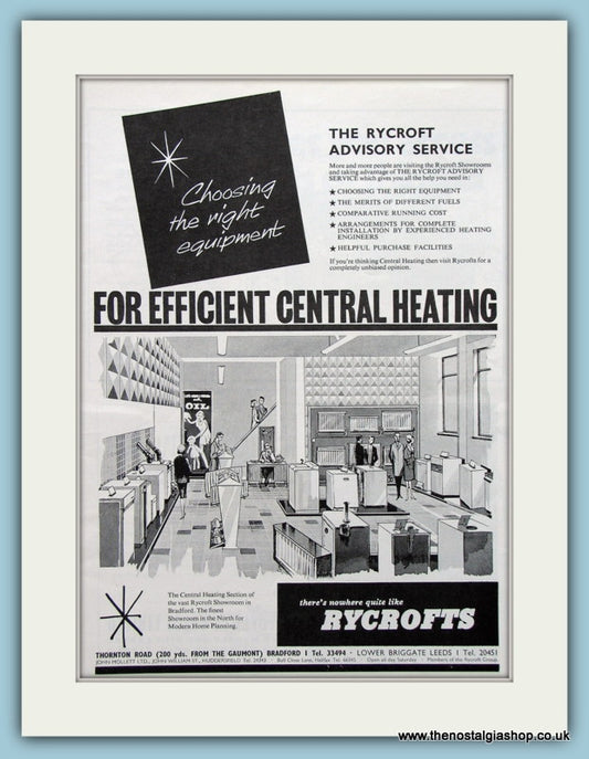 Rycrofts Central Heating. Original Advert 1965 (ref AD3677)