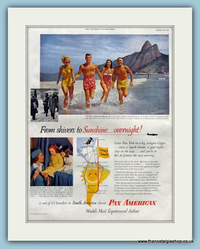 Pan American Airline Original Advert 1953 (ref AD8246)