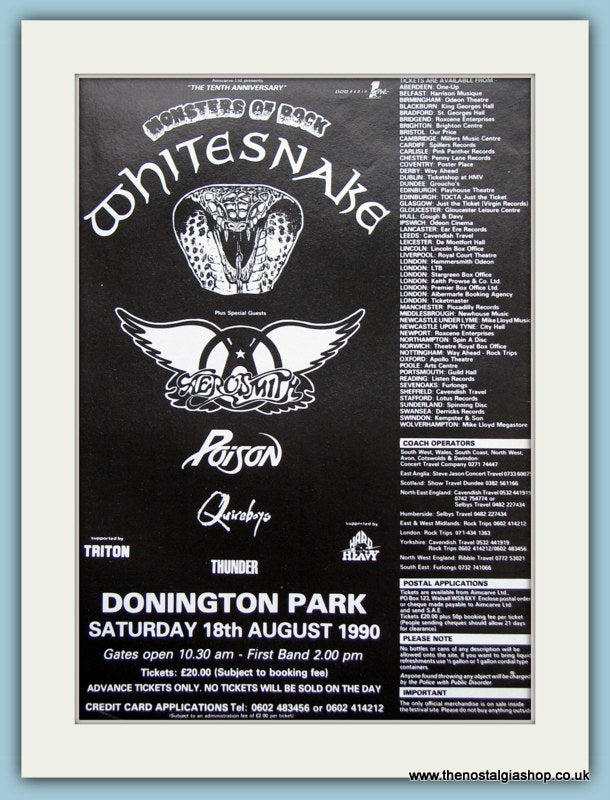 Monsters Of Rock Festival Advert 10th Anniversary 1990 (ref AD3372)