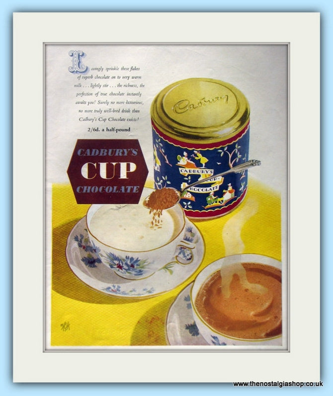 Cadbury's Cup Chocolate Drink Original Advert 1955 (ref AD4919)