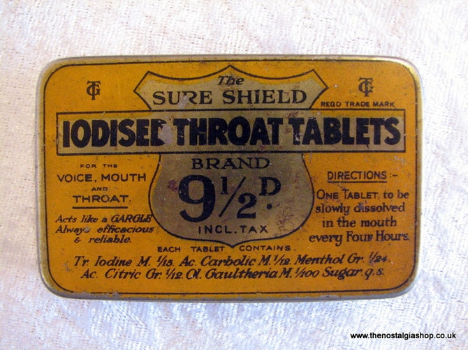 Iodised Throat Tablets. Vintage Tin. (ref nos031)