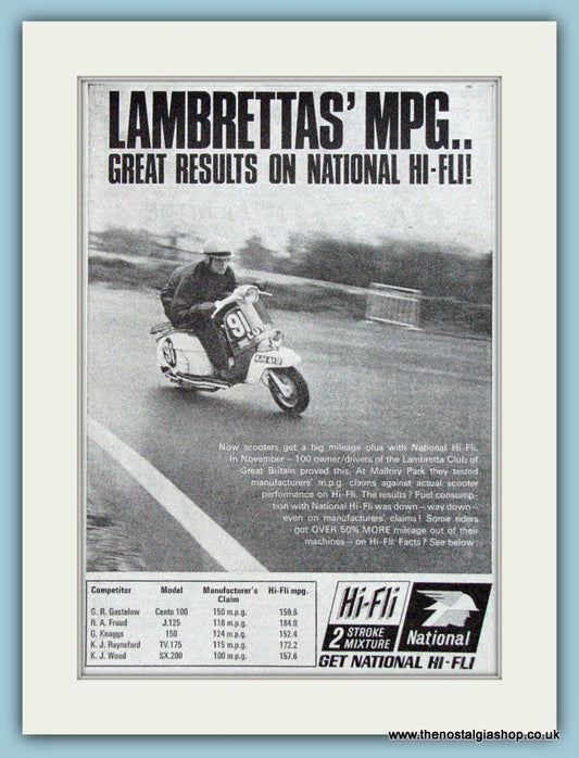 Lambretta Hi-Fli 2 Stroke Mixture Original Advert 1966 (ref AD4197)