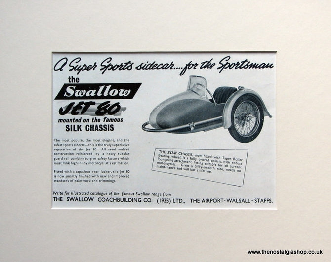 Swallow Jet 80 Set Of 2  Original Adverts 1951 (ref AD1591)