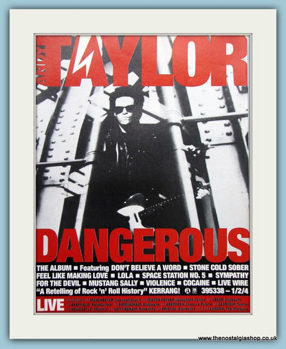 Andy Taylor Dangerous & Lola 1990 Set Of 2 Original  Adverts (ref AD3155)