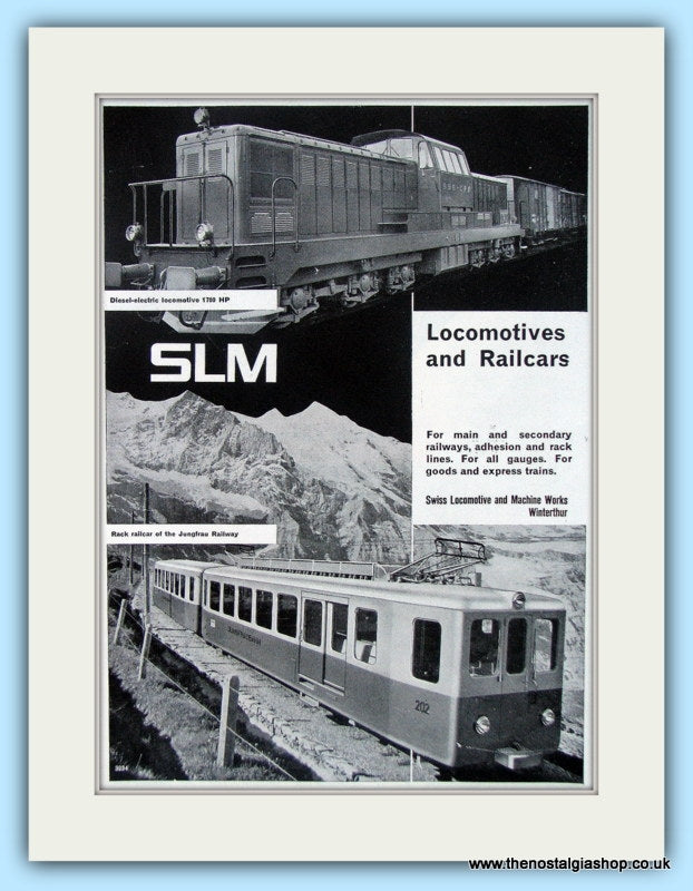 SLM Locomotives And Railcars Original Advert 1957 (ref AD6499)