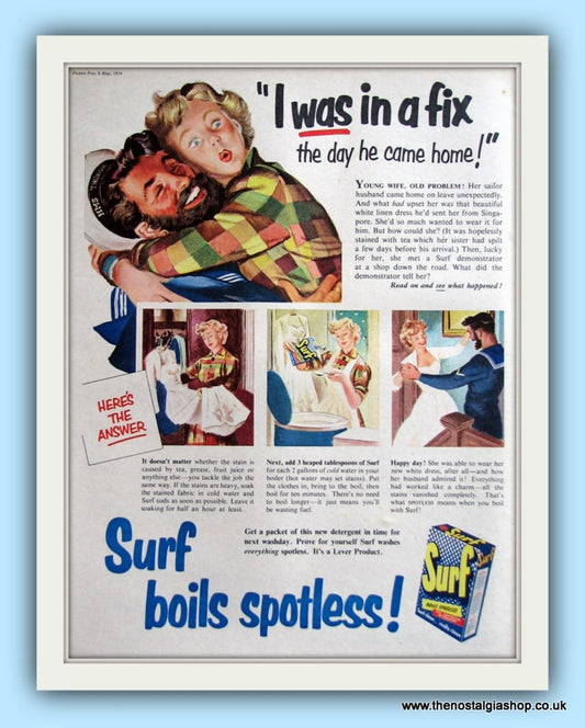 Surf Washing Powder. Original Advert 1954 (ref AD8032)