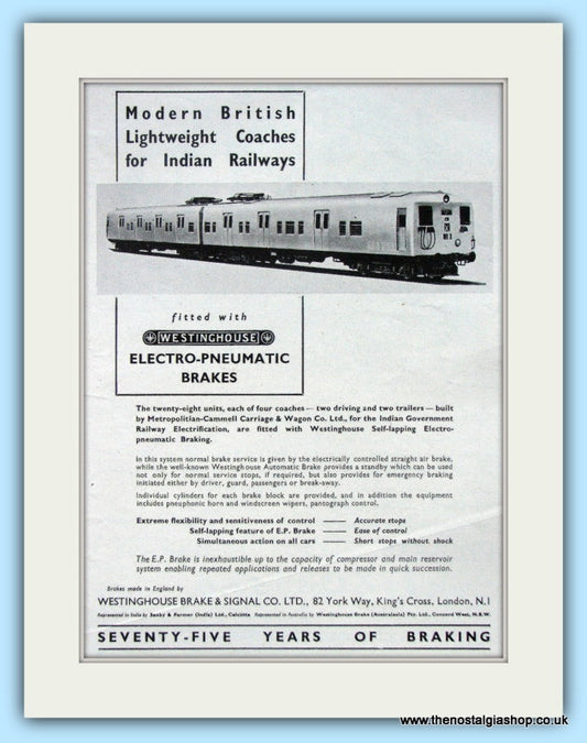 Westinghouse Electro-Pneumatic Brakes Original Advert 1951 (ref AD6513)