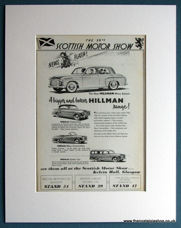 Hillman Minx 1953 Original Advert (ref AD1708)