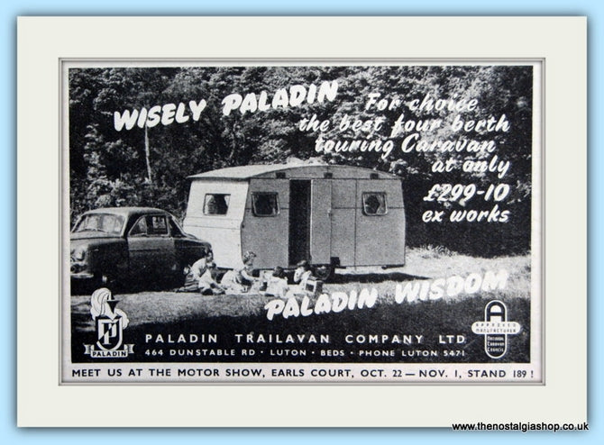 Wisely Paladin Trailavan Original Advert 1952 (ref AD6312)