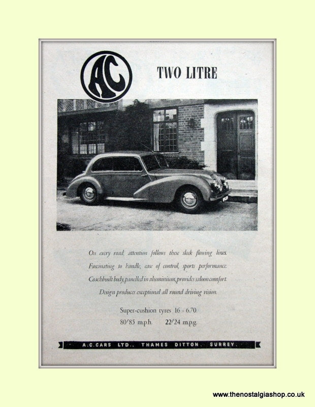 AC Two Litre. Original Advert 1951 (ref AD6607)