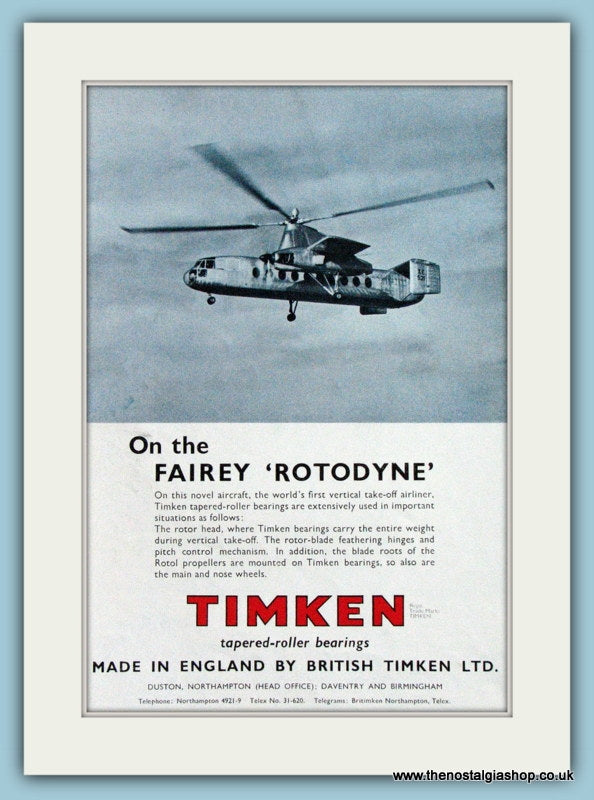 Fairey Rotodyne Original Advert 1957 (ref AD4278)