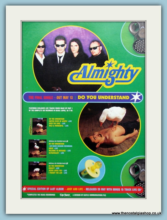 The Almighty, Do You Understand 1996 Original Advert (ref AD3149)