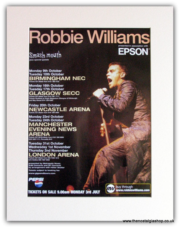 Robbie Williams Tour Advert 2000 (ref AD1758)