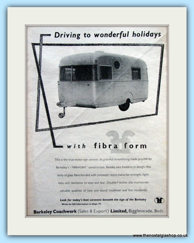 Berkeley Coachwork Fibra Form Caravans Original Advert 1955 (ref AD6349)